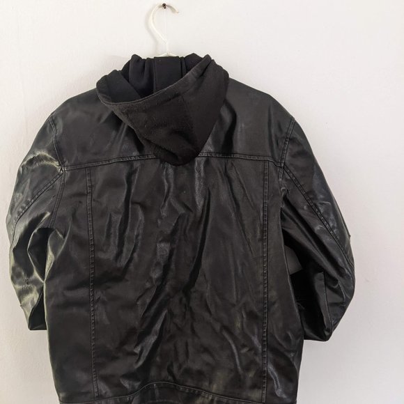 Faux-Leather Hooded Jacket - Picture 2 of 2